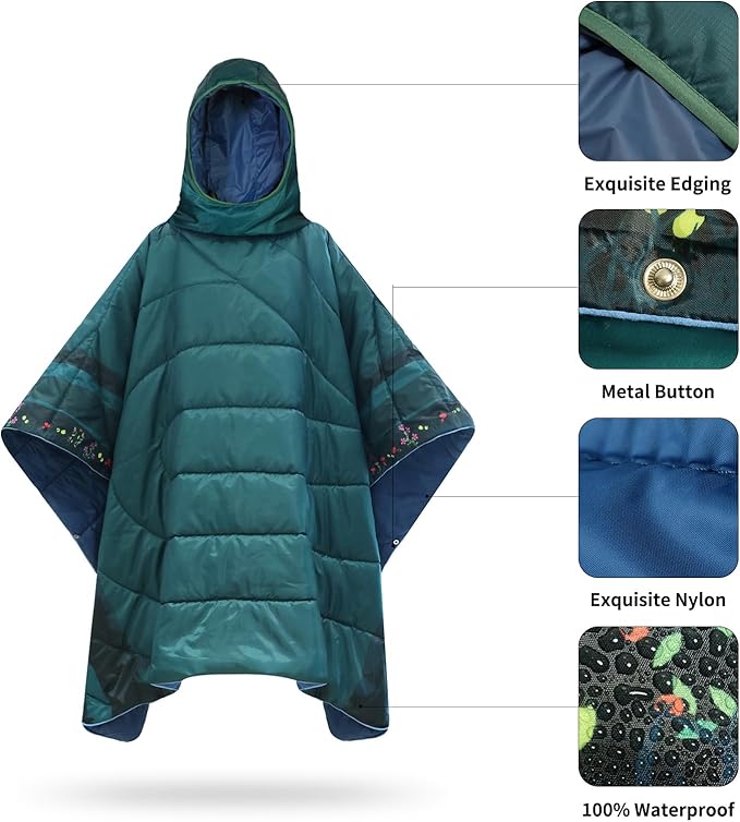 Camping BlanketHoodie Blankets Poncho Outdoor Waterproof Windproof Warm Durable &amp Portable for Stadium Concerts CarTravel Beach Picnic Grass75 * 52 inch