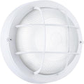 Round Bulkhead Light Fixture Dimmable Outdoor Wall Lantern LED Nautical and Sauna Light 15W 1600 Lumens 5000K White Aluminum with Frosted Glass 1-Pack
