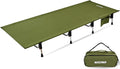 MARCHWAY Lightweight Folding Tent Camping Cot Bed with Lever Lock Easy Setup Portable Compact for Outdoor Travel Hunting Hiking Motorcycling Support 330Lbs (Army Green)