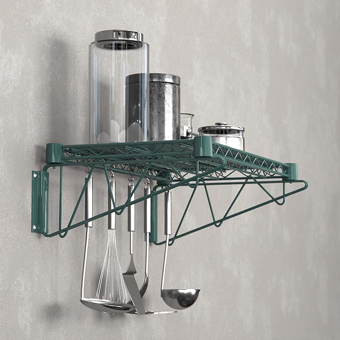 14 x 24 Green Epoxy Wire Wall Mount Shelf