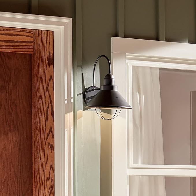 Kichler 9023BK Seaside Aluminum Outdoor Wall Sconce Lighting 60 Watts Black (Painted)14.25 Height