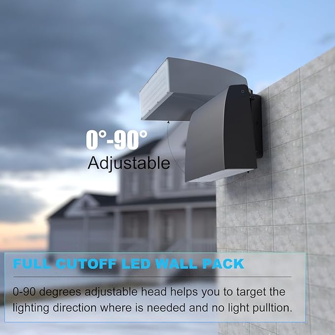 Lightdot 150W Ultra Bright LED Wall Pack Light 22500LM 5000K Adjustable Dusk-to-Dawn Security Light with Photocell ETL Listed IP65 Waterproof for Warehouse Yard Garage 6Pack