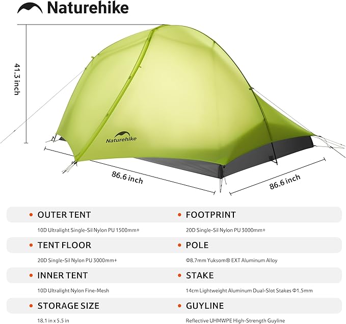 Naturehike Star Trail Ultralight Backpacking Tent 2.3lb One Person Tent 2.76 lb 2 Person Tents for Camping
