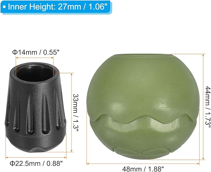 PATIKIL 0.55 Inch Chair Feet Replacement 8 Pack TPE Outdoor Camping Chair Leg Tips Ball Cap Folding Chair Legs Floor Protectors Stability on Rugged Fit for 0.55(14mm) Chair Feet Green