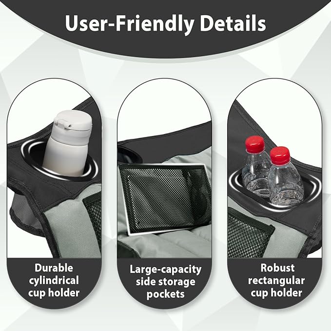 Oversized Camping Chair Portable Folding Camping Chairs with Side Pocket Cup Holder and Carry Bag Heavy Duty Outdoor Camping Chairs for Adults Fishing Sports Trip up to 400lbs Style 4