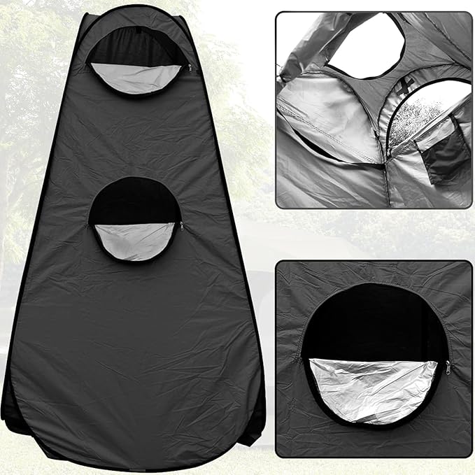 Taeku Pop Up Shower Tent Large Privacy Dressing Room Portable Sun Shade Canopy Outdoor Rain Shelters for Outdoor Shower Toilet and Changing Room (Black)