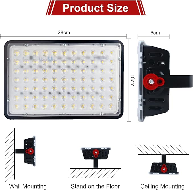 200W Led Outdoor FloodLight Exterior Flood Lights Led Stadium Lights Plug in Flood Light for Yard Garden Playground Lawn GaragesBasketball Court Stadium