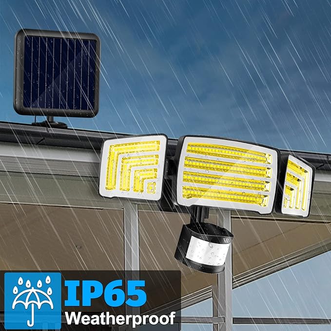 Solar Motion Sensor Flood Lights Outdoor - 4000LM 4 Lighting Modes 72FT Sensing Distance Split 3000mAh Solar Panel IP65 Waterproof Security Lights with Remote for Porch Yard Patio Garage