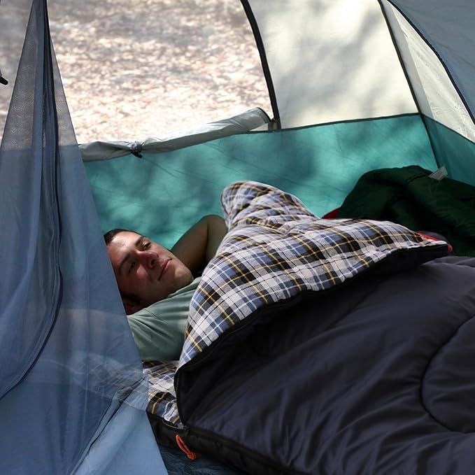 REDCAMP Cotton Flannel Sleeping Bag for Camping Backpacking Adults Cold Weather Envelope Sleeping Bags with 2/3/4/6lbs Filling