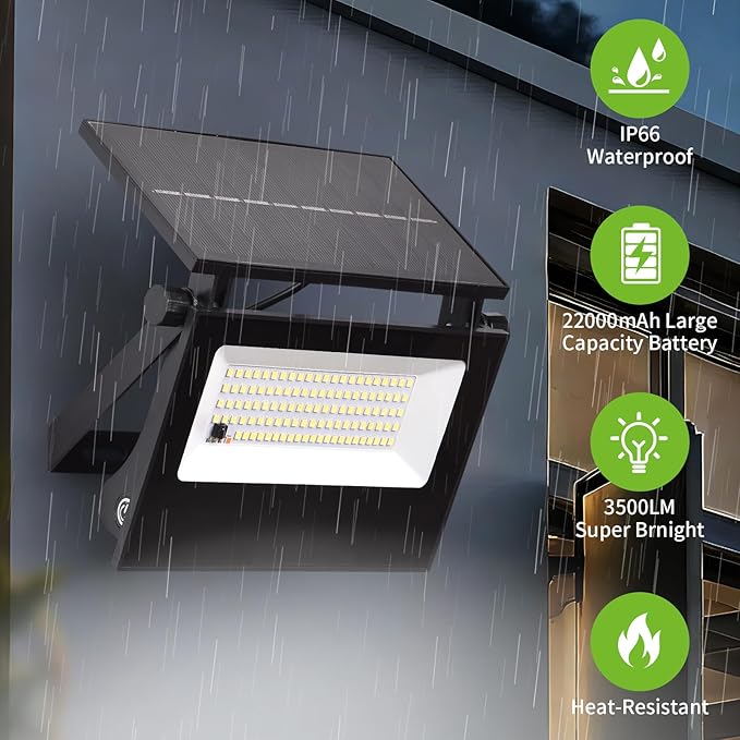 Solar Lights Outdoor Motion Sensor Lights107 LEDs Security Flood Lights Outdoor Waterproof IP66Dusk to Dawn Solar Powered Wall Lights for OutsidePatioBarn Yard GarageCool White2-Pack