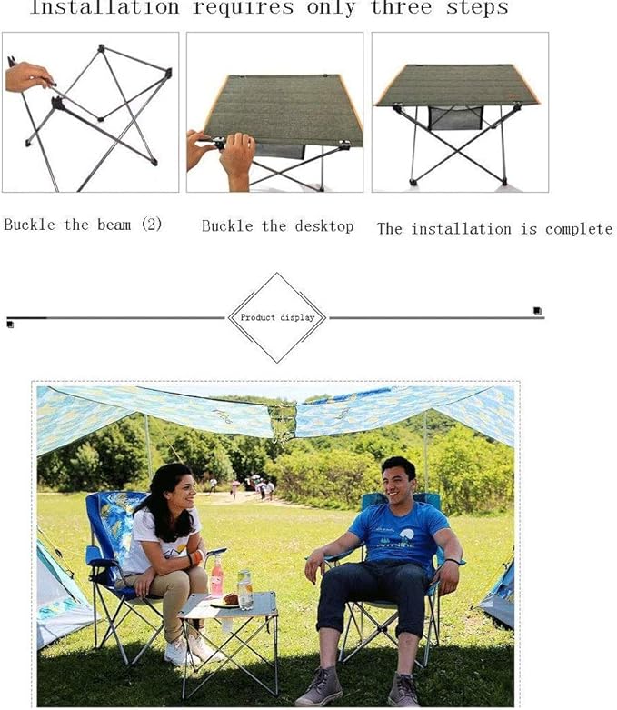 Portable Camping Table Lightweight Folding Table with Cup Holders and Carrying Bag Aluminum Picnic Table Suitable for Camping Picnic Outdoor BBQ