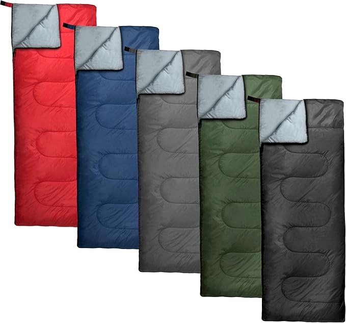 Bulk 10 Pack Envelope Sleeping Bags 4 Seasons Warm or Cold Lightweight Indoor Outdoor Sleeping Bags for Adults Backpacking Camping