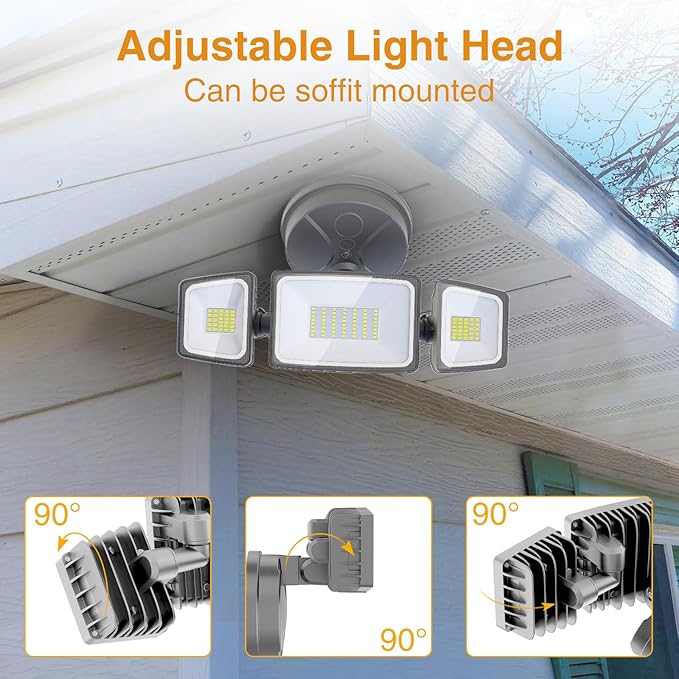 Onforu 75W LED Security Light 7000LM Brightness Outdoor Flood Light Fixture Switch Controlled IP65 Waterproof 6500K White Wall Mount Exterior Security Floodlight for Eave Yard Garage Porch