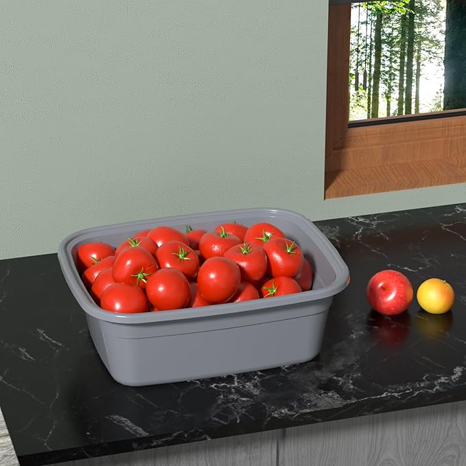 12 Quart Plastic Dish Tubs Grey Wash Basin 4 Packs