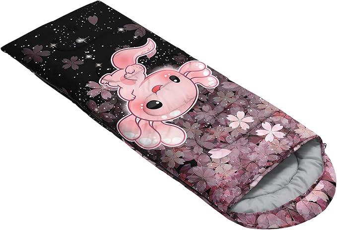 QOOMO Axolotl Cute Camping Sleeping Bags3 Season Warm &amp Cool WeatherLightweightWaterproof Sleeping Bags for Adults &amp KidsTravelingand Outdoors