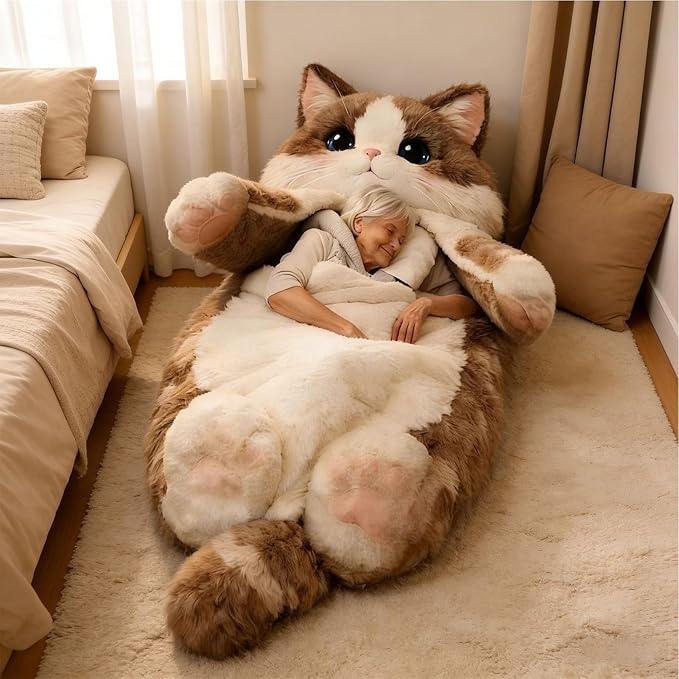 Cat Sleeping Bag 69x31inch Cute Cat Winter Sleeping Bag Washable Warm Blanket Plush Envelope Sleeping-Bag for Camping Sleepovers &amp Home Lounging