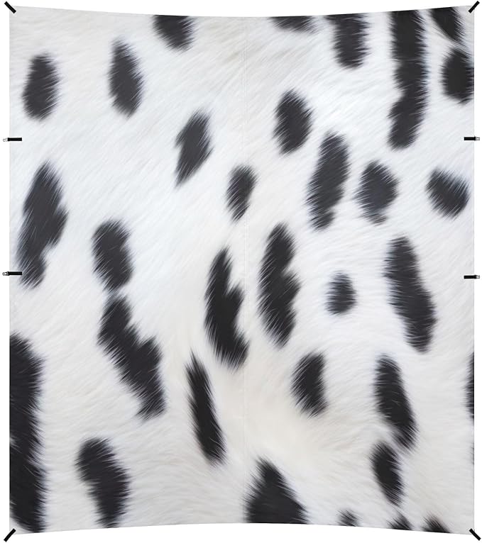 Dalmatian Fur Texture Beach Tent Sun Shelter 9.2' x 10.5' Beach Canopy with 4 Sandbags 4 Stability Poles Sand Shovels - Tent Canopy for Beach Camping Fishing Picnics