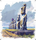 Camping Sun Shelters Moai Statues Beach Canopy 126 * 110.2in