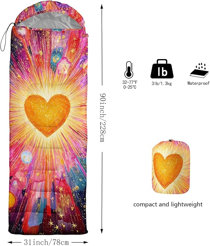 AILONEN Cartoon Camping Sleeping Bag for Boys Girls AdultsLightweight &amp Waterproof3 Season Warm &amp Cold WeatherPortablePrinted Sleeping BagTravelingCampingHiking