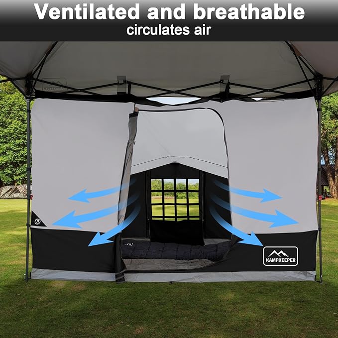 KAMPKEEPER 2 Person Canopy Side Tent Camping Tent for 10x10 Canopies Easy Up Cube Tents Gazebo Room with Mesh Window for Camping Storage Events(Canopy Not Included)