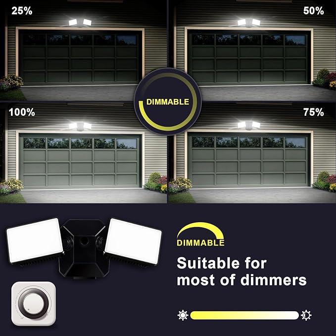 EMANER Dimmable Security Flood Lights Switch-Controlled 5000K Hardwired LED Flood Light 24-Watt (250W Equivalent) Wall Dimmer Change Brightness