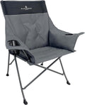 Black Sierra Camping Chair – XL Outdoor Foldable Seat Padded Tension Heavy-Duty Steel Frame Supports 300 lbs – Portable Lightweight for Camping Sports Patio Events