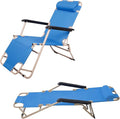 LUCKYERMORE 2 Pack Beach Outdoor Lounge Chairs Tanning Lounge Chair and Full Flat Cot 2 in 1 Folding Reclining Chairs for Outdoor Lawn Beach Pool Camping 60 L x 19 W Blue