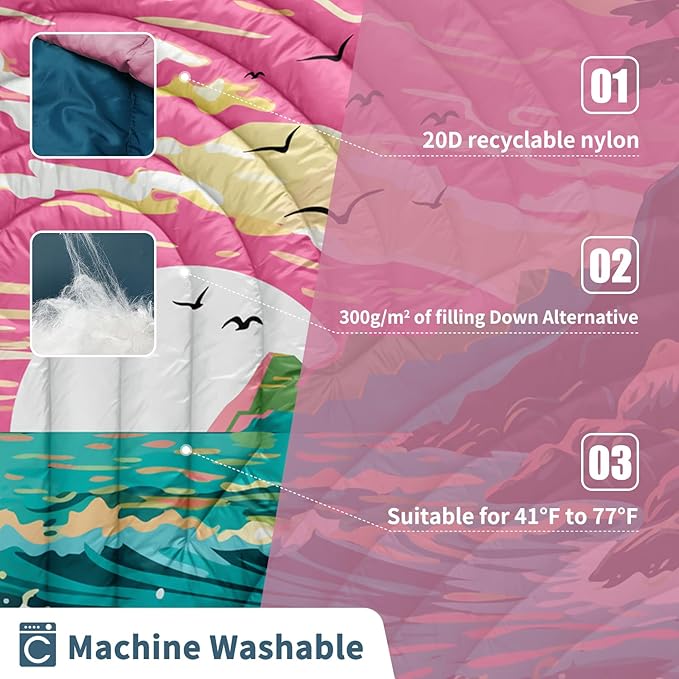 Camping BlanketLightweight Puffy Printed Camping Blanket Packable Outdoor Blanket for CampingTraveling Stadium Hiking Picnics