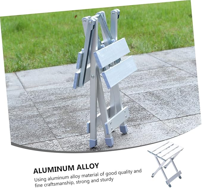 1Pc Lightweight Folding Stool Aluminum Alloy Design for Outdoor Camping Garden Fishing and Picnics Compact Portable with Weatherproof Surface