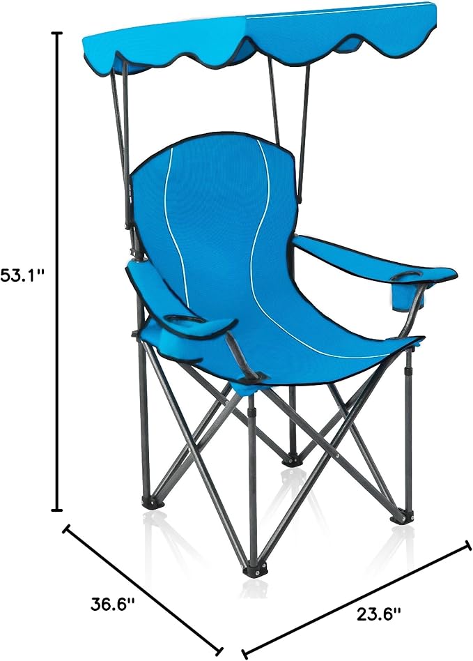 ALPHA CAMP Heavy Duty Canopy Lounge Chair Sunshade Hiking Travel Chair with Cup Holder
