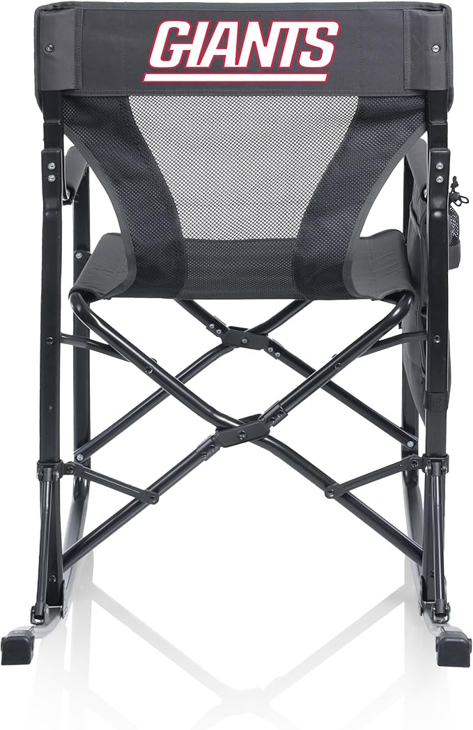 Picnic TIME NFL New York Giants Woodland Rocking Camping Chair with Storage Caddy Camp Chair for Adults (Charcoal Gray)