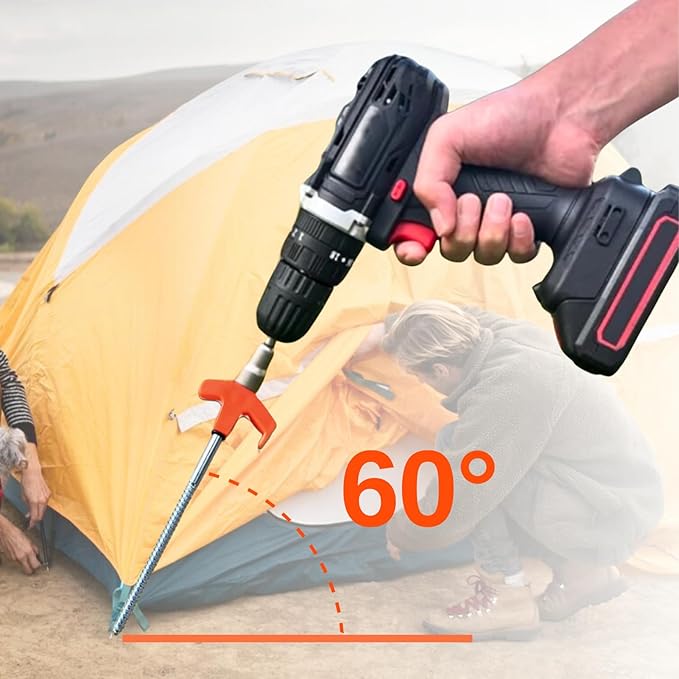 8 Screw in Tent Stakes - Ground Anchors Screw in Screw in Tent Stakes Heavy Duty Tent Pegs Camping Stakes Metal Threaded Tent Spikes Screw Tent Stakes with Hex Sleeves (8Pcs Black)