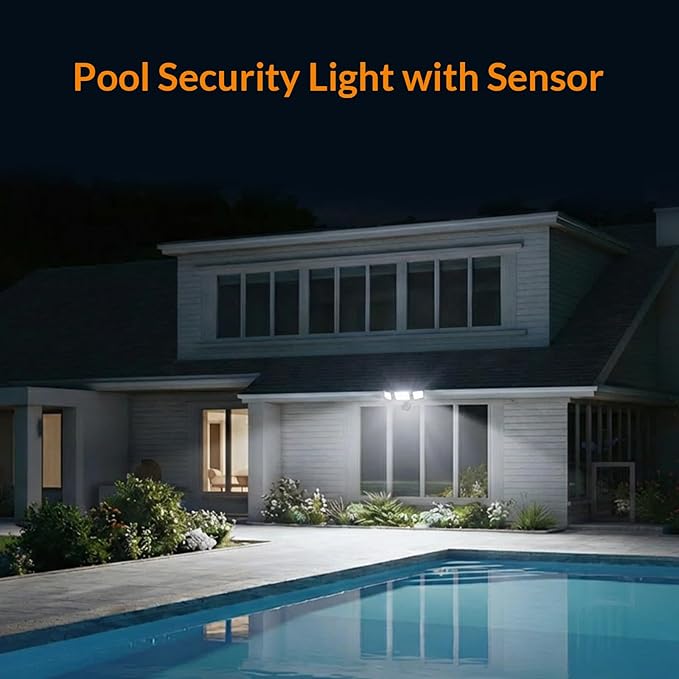 LEPOWER LED Motion Sensor Security Lights 3 Head Motion Detected 38W 4200LM Waterproof IP65 5500K Full Metal for Outdoor Garage Porch Yard (Black)