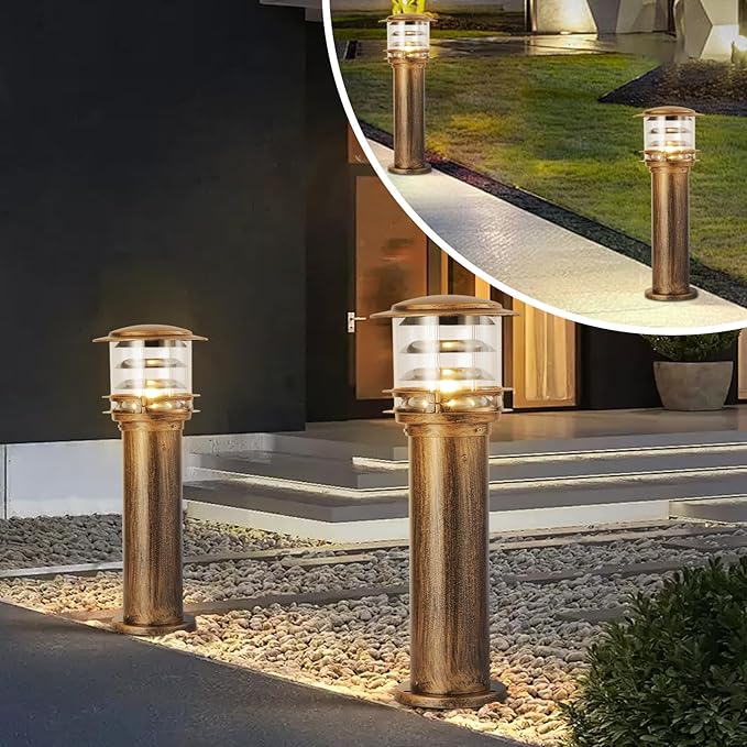 SLAWA Outdoor Post Caps Lights Aluminum Landscape Pathway Lamps With Acrylic Shade Waterproof Column Pillar Lamps Fence Deck Bollard Lighting Cylinder Lawn Floor Lamp For Patio Yard Porch Post Lantern