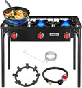 Bestfire 3 Burners Camping Stove for Cooking Outdoor 225000 BTU Propane Burners with Ignition wire&ampRemovable Legs Temperature Control Knobs and 20 PSIG High Pressure Regulator for BBQ