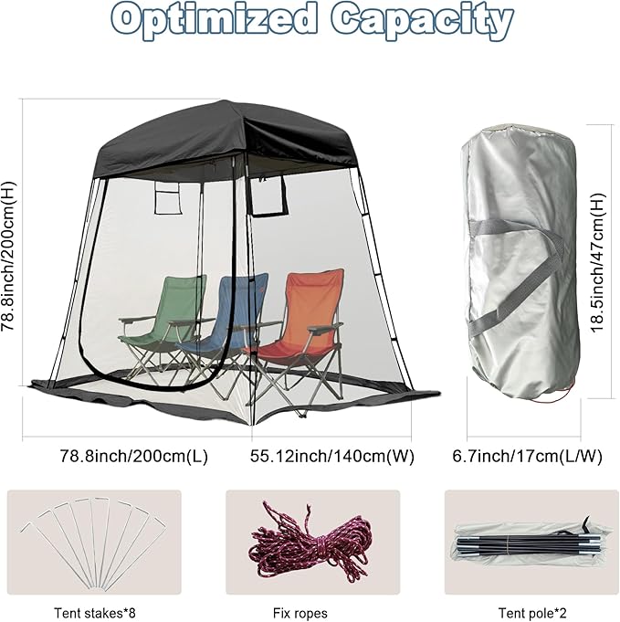 2-3 Person Clear Sport Tent with Extra Rain Cover - Windproof Winter Tent for Ice Fishing Backyard &amp Outdoor Sports