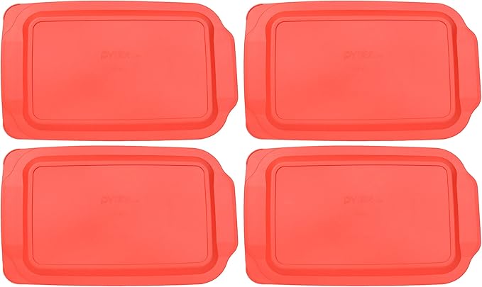 Pyrex 234-PC 4qt Red Food Storage Replacement Lid (4-Pack) - Made in USA