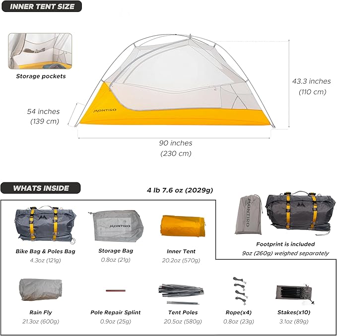 Wander Hawk 1-2 Person Backpacking Tent Lightweight 1 Person / 2 Person Tent for Bikepacking Backpacking Camping &amp Hiking