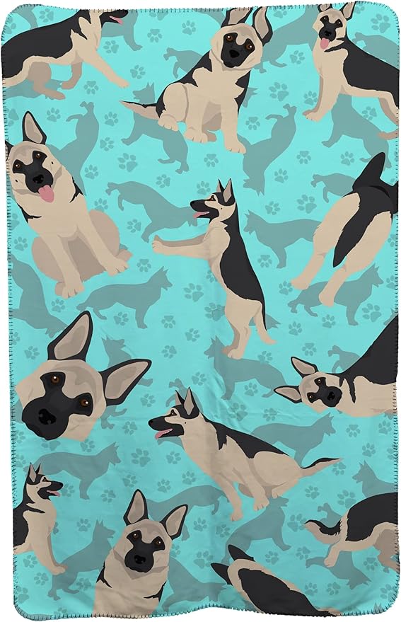 Caroline's Treasures MLM1051TBLT Black and Silver German Shepherd Soft Travel Blanket with Bag Airplane Blanket Indoor Outdoor Camping Blanket for Traveling Picnics Beach Trips Concerts