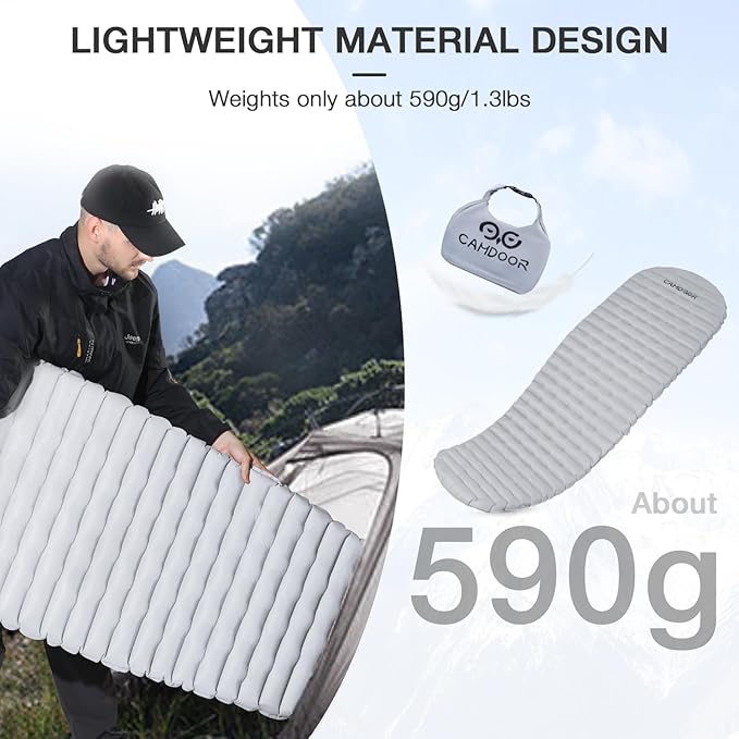 Self Inflating Sleeping Pad for Camping with Inflating Bag Compact Lightweight Camping Mat Outdoor Backpacking Hiking Traveling Airpad Camping Air Mattres