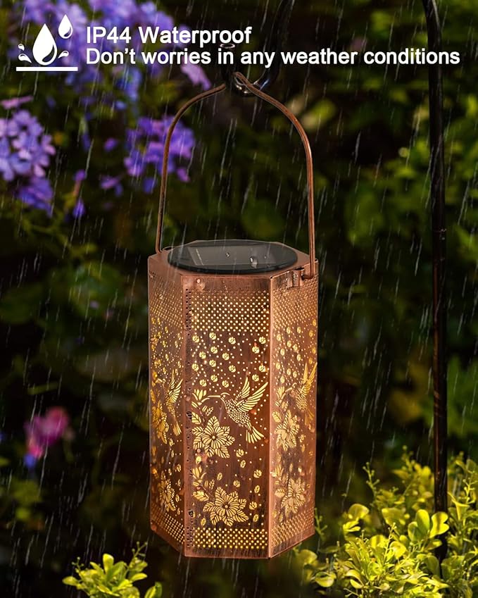2 Pack Hummingbird Solar Lantern Outdoor Waterproof Outdoor - Mothers Day Gifts for Mom Grandma - Birthday Day Gifts for Women Garden Decor Solar Lights Outdoor