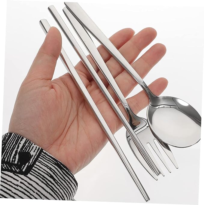1 Set Set Fork Spoon Chopsticks Stainless Chopsticks Stainless Steel Spoon Stainless Steel Utensils Set Chopstick Holder Spoons and Forks Set Travel Utensils Chopstick Rest