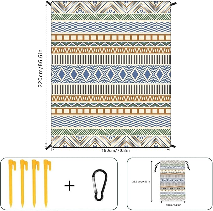 Beach Blanket Waterproof Sandproof Beach Mat Extra Large 86.6‘’×70.8‘’ Portable Foldable Quick Drying Outdoor Picnic Mat Beach Accessories for Travel Camping Hiking