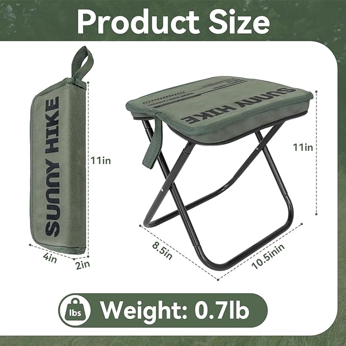 Portable Foldable Backpack Stool Portable Chair Ultralight Collapsible Stool with Carry Bag for Outdoor Camping Hiking Fishing and Travel (Green)