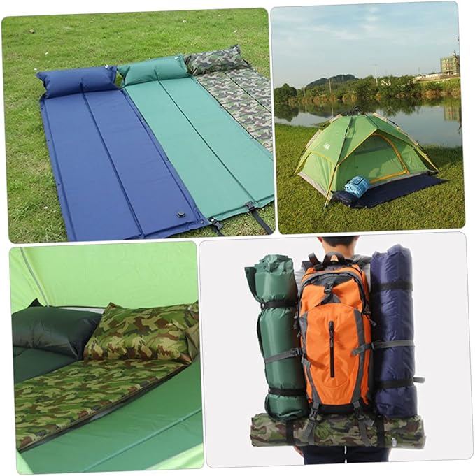 Inflatable Camping Pad Portable Wear Resistant Sleeping Mat with Design and Pillow Outdoor Sleeping Pad for Hiking Picnic and Camping Use