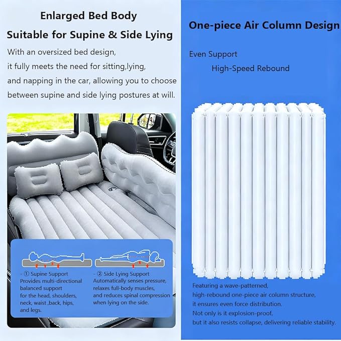 Car Inflatable Air Mattress for Chevrolet Silverado EV Electric Pickup Truck 2024 Inflatable Back Seat Car Bed Double-Sided Portable Camping Travel Sleeping BedDark Green-Mountain Design