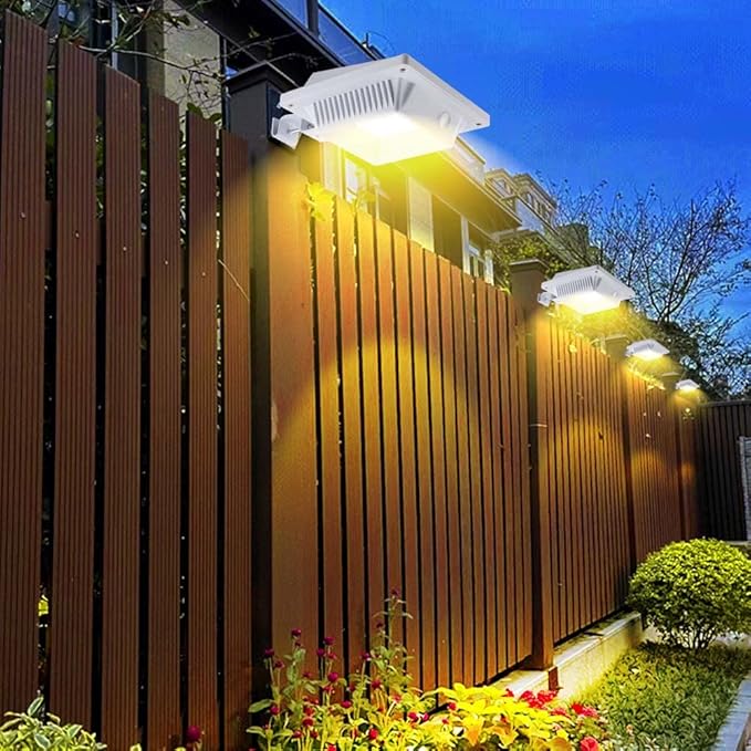 Gutter Lights 40 LEDs Solar Patio Decor Lights Deck Lights Outdoor Waterproof Fence Lights for Wall Backyard Porch Patio PoolStep Stairs Yard Garden Pathway (2Pack_WhiteWarm White Light)