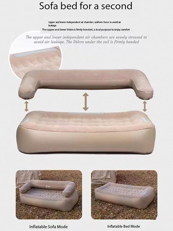 Outdoor Double Inflatable Sofa Bed Folding Back Sofa Automatic Inflatable Recliner Suitable for Camping Sofa Accessories