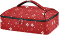 Casserole Carrier Red FlowersInsulated Casserole Carrier for Hot or Cold Food Thermal Lunch Tote for Potluck Parties Picnic Beach Fits 9 x 13 Inches Baking Dish