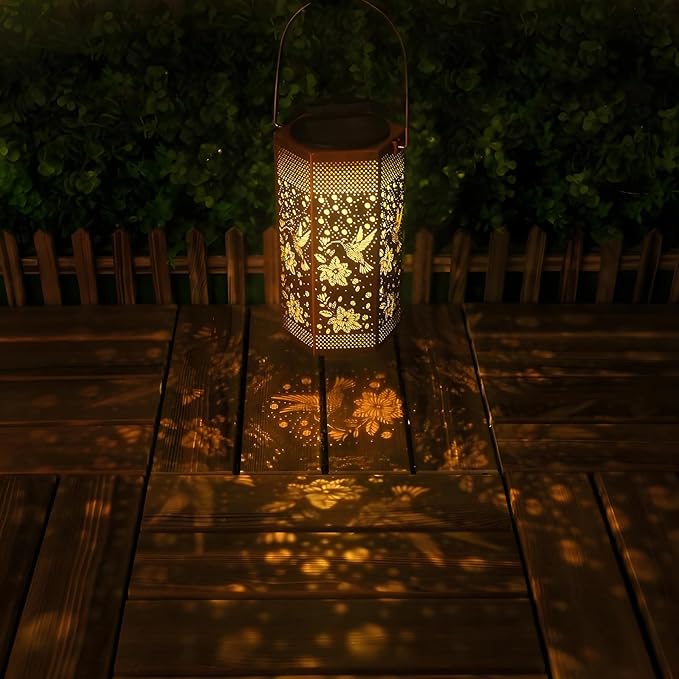 4 Pack Hummingbird Solar Lanterns Garden Decor - Gifts for Women Mom Grandma Solar Lights Outdoor Waterproof Hanging Outside for Yard Patio
